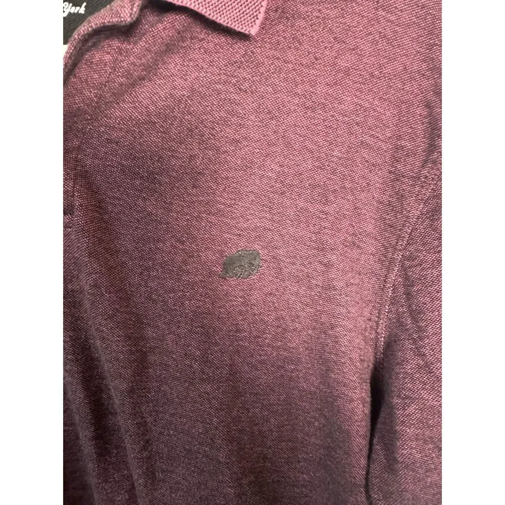 Banana Republic Mens Large Birdseye Pique Polo Shirt Burgundy Short Sleeve